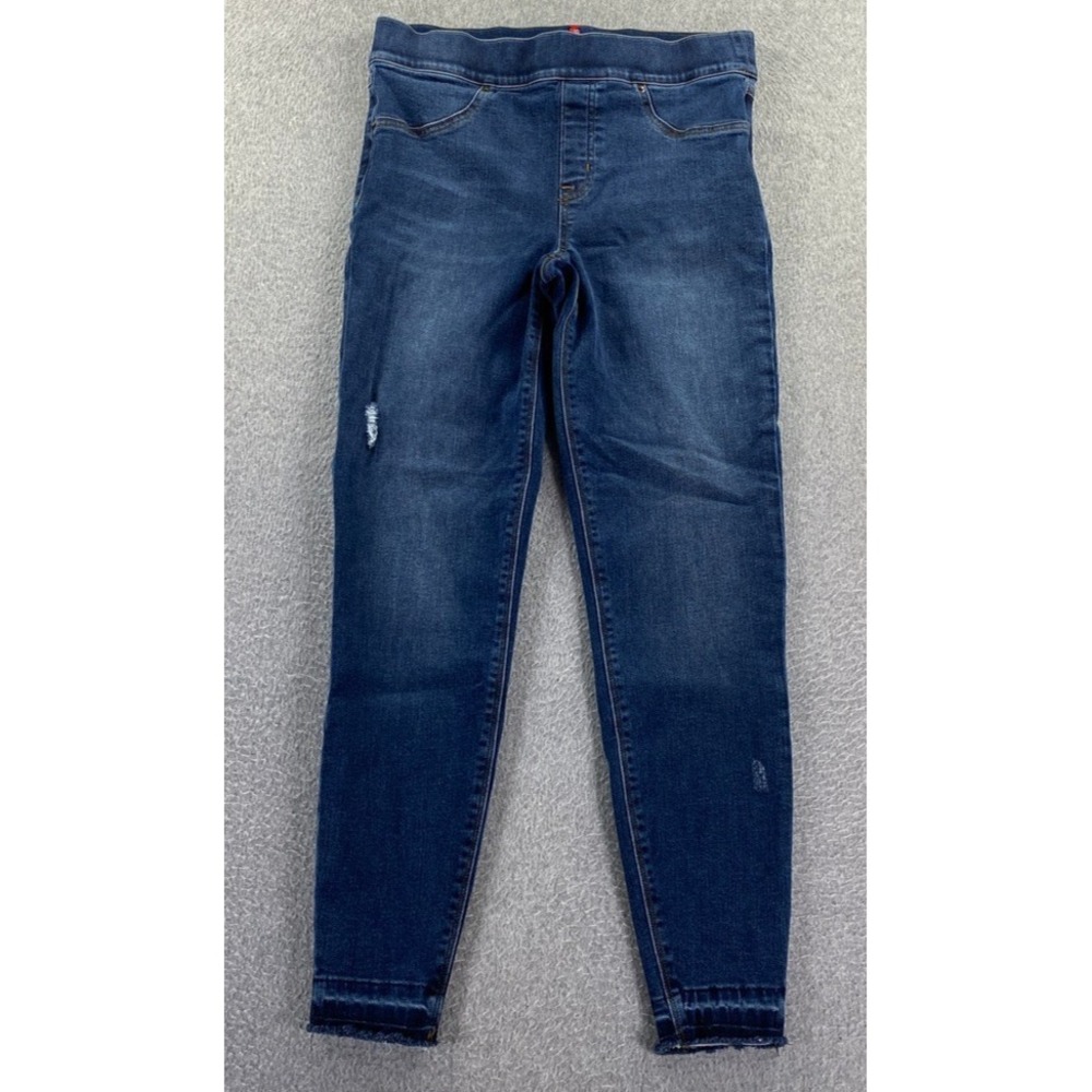 Spanx Women's Med (29x27) Distressed Ankle Skinny Jeans Med Wash Modern Stretch